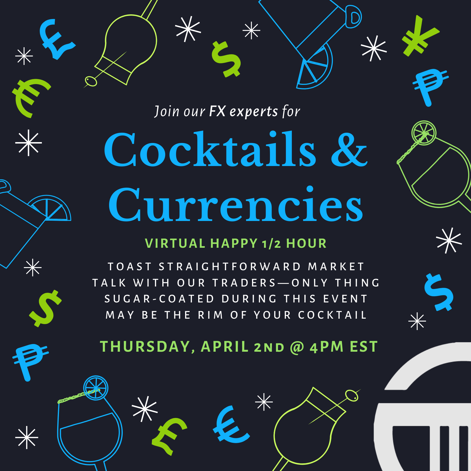 Currencies and Cocktails Invite Image